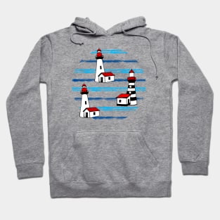 Lighthouse - Navy pattern Hoodie